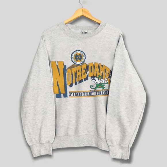 Vintage University of Notre Dame Fighting Irish Football Sweatshirt, NCAA Shirt - Picture 1 of 2